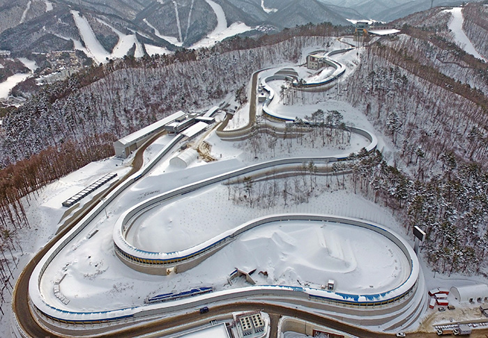 This file photo taken on Jan. 31, 2017, shows the Alpensia Sliding Centre in PyeongChang, Gangwon Province, the venue for skeleton, luge and bobsleigh during the 2018 Winter Olympics.